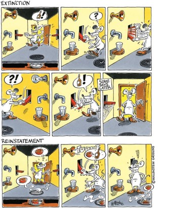 Illustration of extinction (like rehab) and reinstatement (drug relapse) operant sessions (4).