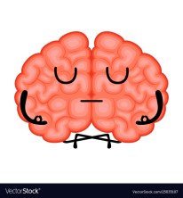 Isolated meditating brain cartoon